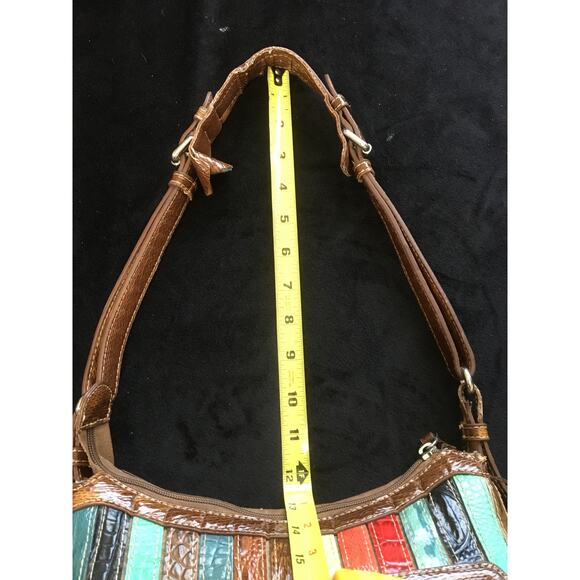 M.C. Marc Chantal Kirstin Multi Colored Croco Embossed Leather Hobo Bag Purse - Picture 11 of 13